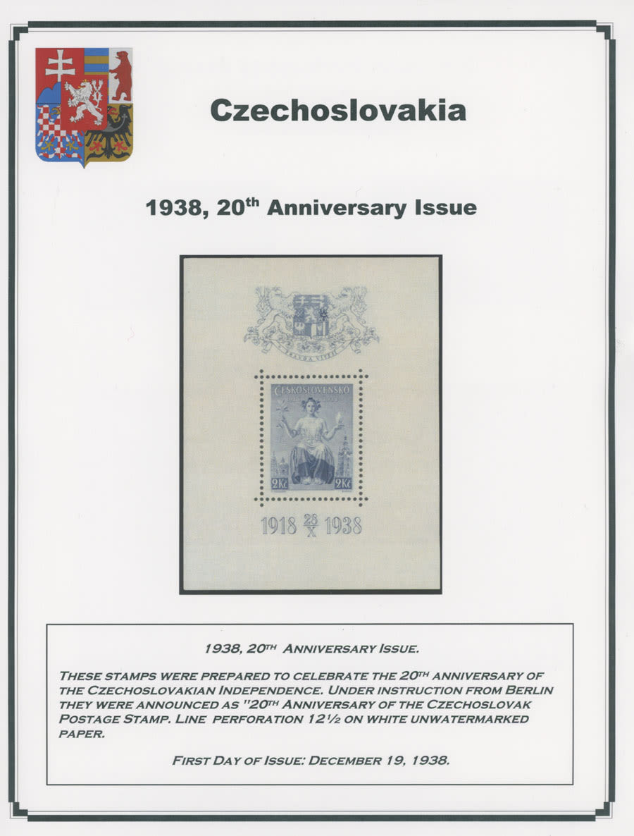 Lot 824: The One Man Collection of Czechoslovakia - 20th Anniversary of Independence