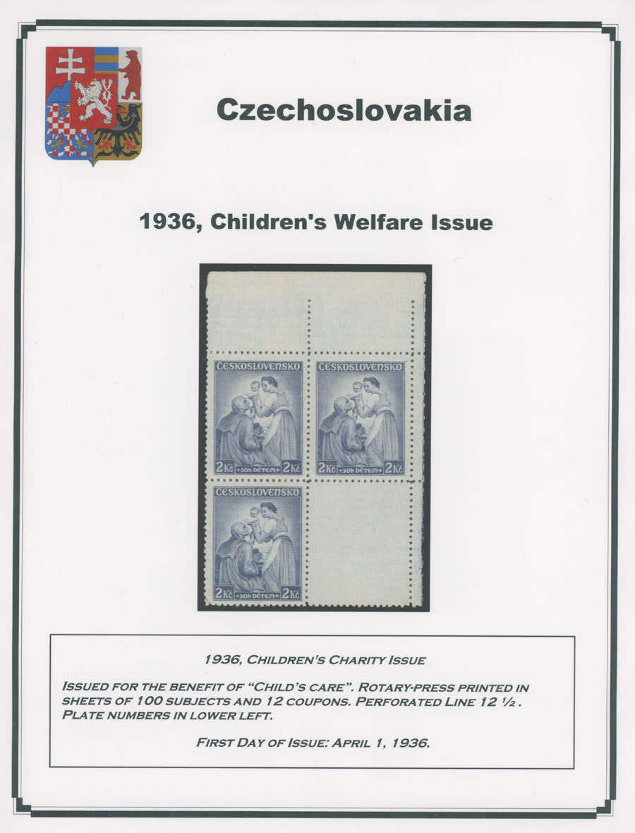 Lot 832: The One Man Collection of Czechoslovakia - Semi - Postal issues - Child Welfare issues