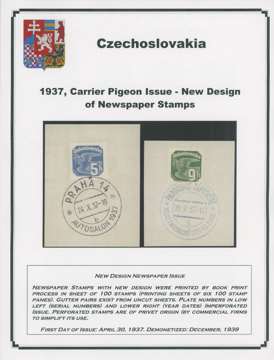 Lot 841: The One Man Collection of Czechoslovakia - Carrier Pigeon and Messenger Issue
