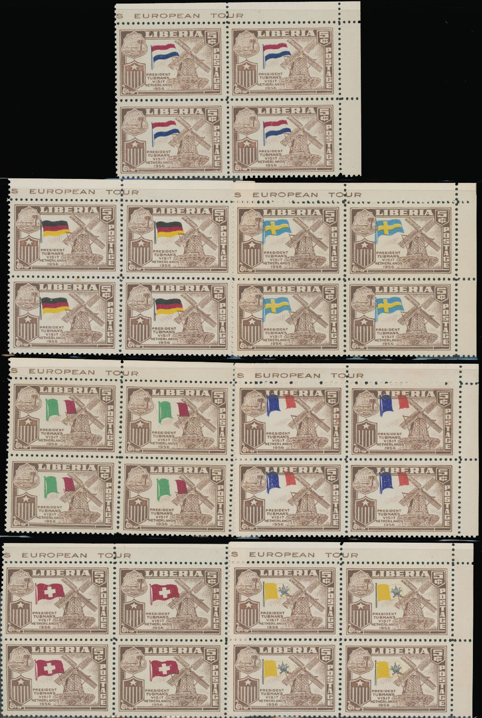 Lot 964: Liberia - Pres.Tubman's Visits to Europe