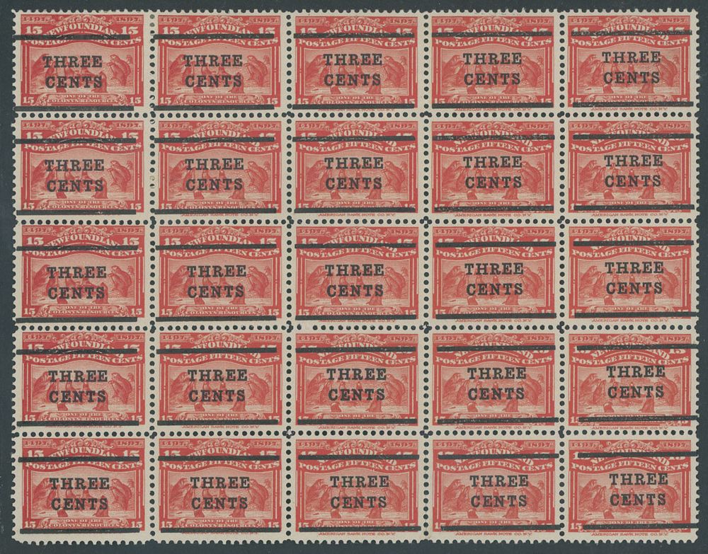 Lot 362: British North America - Newfoundland - Surcharges ''TWO CENTS'' and ''THREE CENTS''