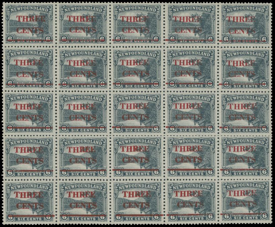 Lot 366: British North America - Newfoundland -  Red Surcharge ''THREE CENTS''