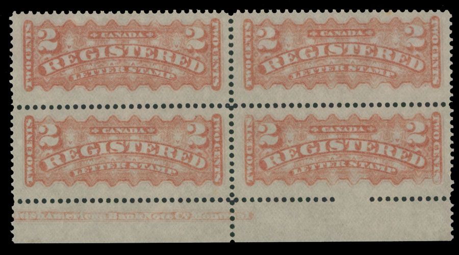 Lot 530: Canada - Registration stamps