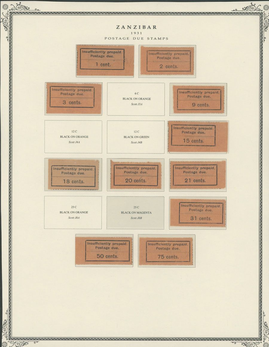 Lot 555: British Commonwealth  - Zanzibar - Mint Never Hinged Collection - Postage Due stamps
