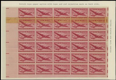 Worldwide Air Post Stamps and Postal History - United States. 1946, DC-4 Skymaster, 5c carmine 