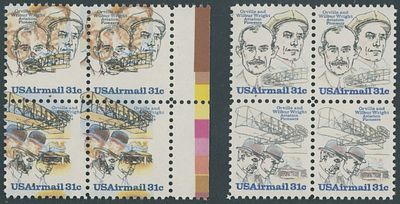 Worldwide Air Post Stamps and Postal History - United States. 1978-80, Wright Brothers 31c, two 
