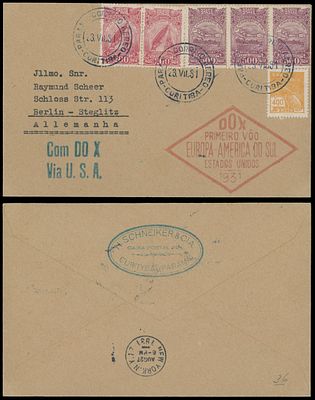 Worldwide Air Post Stamps and Postal History - Brazil - Pioneer Flight. 1931 (July 23), Dornier 