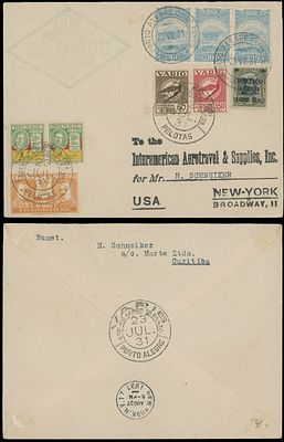 Worldwide Air Post Stamps and Postal History - Brazil - Pioneer Flight. 1931 (July 23), VARIG 