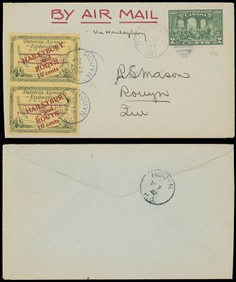 Worldwide Air Post Stamps and Postal History - Canada. 1927, Patricia Airways and Exploration 