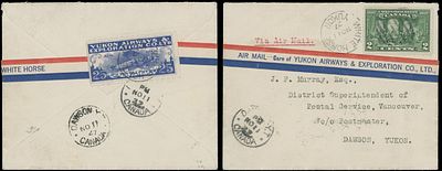 Worldwide Air Post Stamps and Postal History - Canada. 1927 (November 11), Yukon Airways Flight 