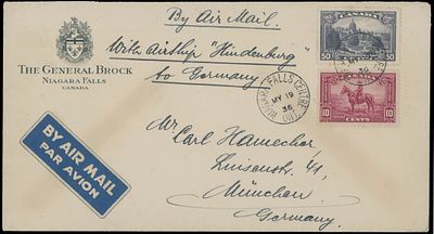 Worldwide Air Post Stamps and Postal History - Canada - Zeppelin Flight. 1936 (May 20-23) 