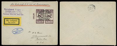 Worldwide Air Post Stamps and Postal History - Danzig - Zeppelin Flight. 1928 (October 11-15) 