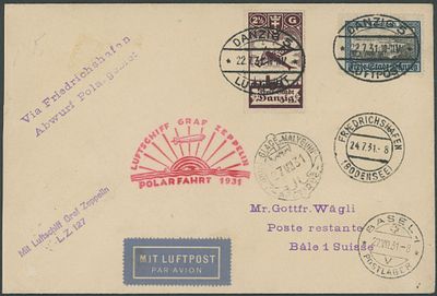 Worldwide Air Post Stamps and Postal History - Danzig - Zeppelin Flight. 1931 (July 24-27) 
