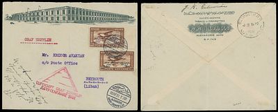 Worldwide Air Post Stamps and Postal History - Egypt - Zeppelin Flight. 1931 (April 11), Egypt 