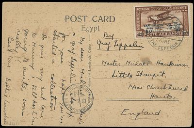 Worldwide Air Post Stamps and Postal History - Egypt - Zeppelin Flight. 1931 (April 11-13) 
