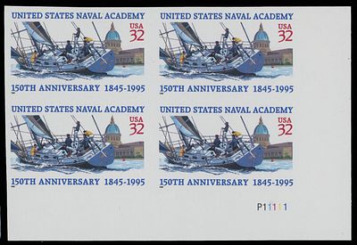 United States - Modern Errors and Varieties. 1995, Naval Academy, 32c multicolored, bottom right 
