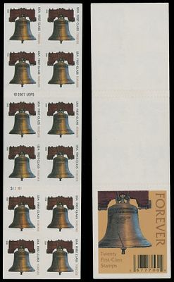 United States - Modern Errors and Varieties. 2008, Liberty Bell, ''Forever'' (42c) multicolored 