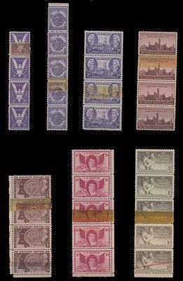 United States - Collections and Large Lots. DOUBLE PAPER VARIETY - SEVEN ITEMS: 1942-48, Win the 