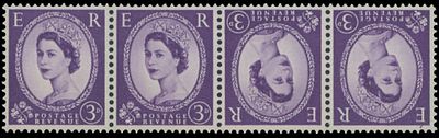 Great Britain. 1958, Queen Elizabeth II, 3p deep lilac, watermark Multiple Crowns, horizontal 