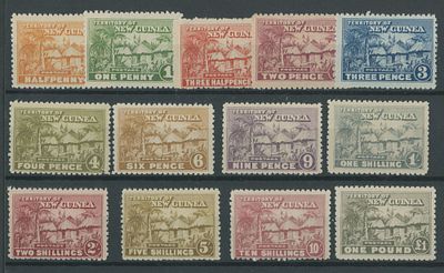 Australia - New Guinea. 1925-27, Native Village, &frac12;p-&pound;1, complete set of 13, usual centering and 