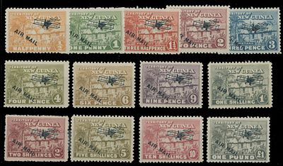 Australia - New Guinea - Air Post stamps. 1931, blue black diagonal overprint ''Air Mail'' and 
