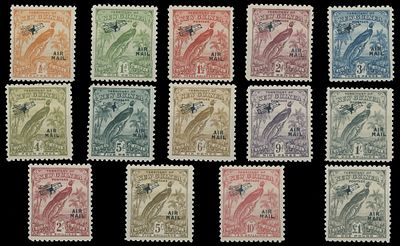Australia - New Guinea - Air Post stamps. 1931, blue black overprint ''Air Mail'' and Airplane 