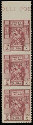 Italian Colonies - Libya. 1924, Sibilla Libica, 2L carmine, perforation 14, top sheet margin 