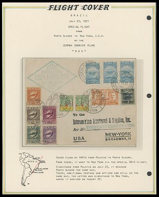 Worldwide Air Post Stamps and Postal History - Brazil - Dornier ''Do-X'' Flights. 1931 (July 