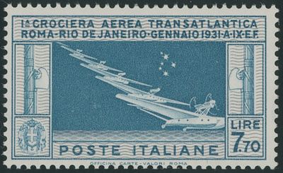 Worldwide Air Post Stamps and Postal History - Italy. 1930, Trans-Atlantic Squadron, 7.70L deep 
