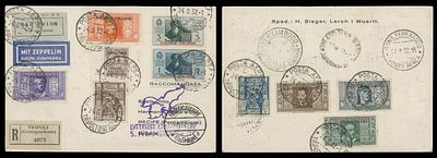 Worldwide Air Post Stamps and Postal History - Italian Colonies -Tripolitania - Zeppelin Flight. 