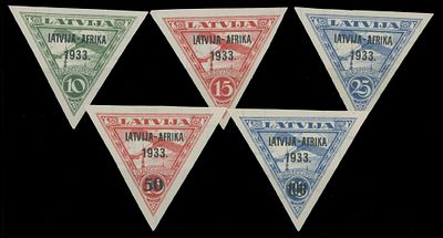 Worldwide Air Post Stamps and Postal History - Latvia. 1933, Latvia - Africa Flight, black 