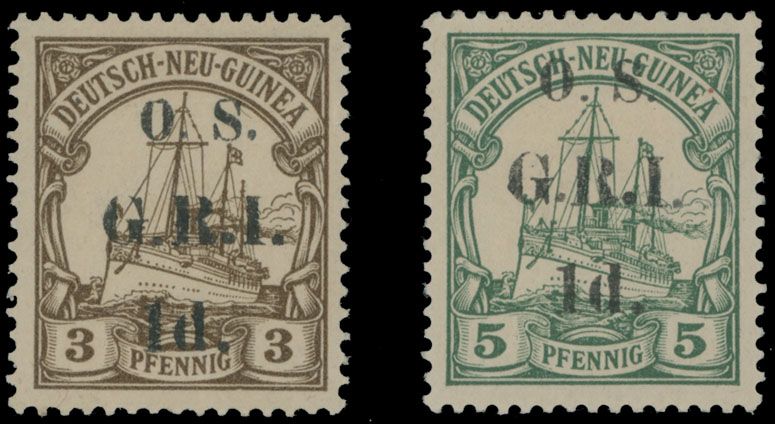 Lot 210: Australia - Occupation of German New Guinea - Surcharges on stamps of Marshall Islands
