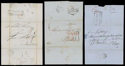 Imperial Russia - Pre-Philatelic mailings. 1846-56, three pre-philatelic entire letters 