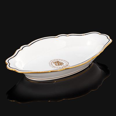 Блюдо (селедочница) с монограммой "Z", Limoges (Лимож), фарфор, золочение, Франция, 1860-1880 гг. 