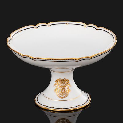 Фруктовница с монограммой "Z", Limoges (Лимож), фарфор, золочение, Франция, 1860-1880 гг. Год: 