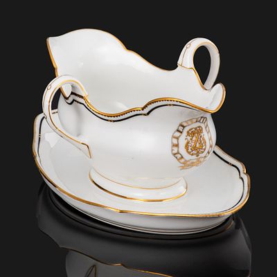 Соусник с монограммой "Z", Limoges (Лимож), фарфор, золочение, Франция, 1860-1880 гг. Год: 
