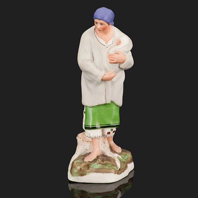 Статуэтка "Горькая доля" (женщина с ребенком), бисквит, роспись, Дмитровский фарфоровый завод 