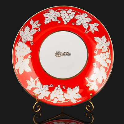 Блюдо "Виноградная лоза" (60 лет Октября), фарфор, Самаркандский фарфоровый завод, СССР, 1977 г. 