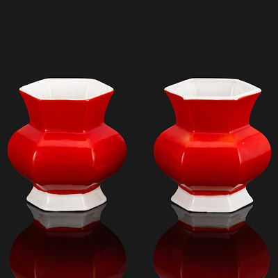 Две вазочки (салфетницы) [редкий цвет], фарфор, крытье, Дмитровский фарфоровый завод (ДФЗ 