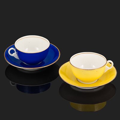 Набор из двух кофейных пар, фарфор, крытье, золочение, Первомайский фарфоровый завод (Песочное) 