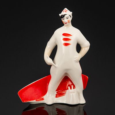 Статуэтка агитационная "Первый лозунг" ("Юный буденовец"), фарфор, роспись, Городницкий 