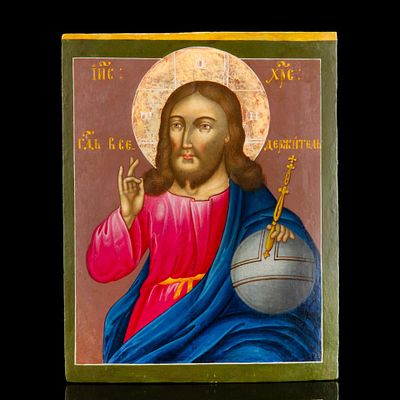 Икона "Господь Вседержитель", дерево, темпера, золочение, Российская империя, 1830-1880 гг. Год: 