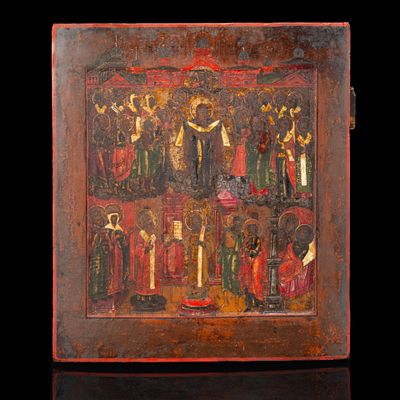 Икона "Покров Пресвятой Богородицы", дерево, темпера, Российская империя, 1850-1880 гг. Год: 