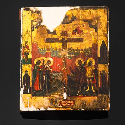 Икона "Распятие Христово", дерево, темпера, золочение, Российская империя, 1850-1900 гг. Год: 