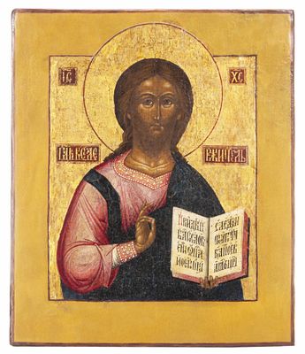 Икона "Господь Вседержитель", дерево, темпера, золочение, Российская империя, 1850-1880 гг. Год: 