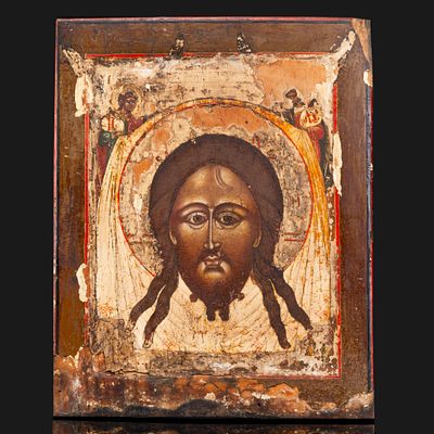 Икона &laquo;Спас Нерукотворный&raquo; (&laquo;Спас на убрусе&raquo;), доска с ковчегом, дерево, левкас, темпера 