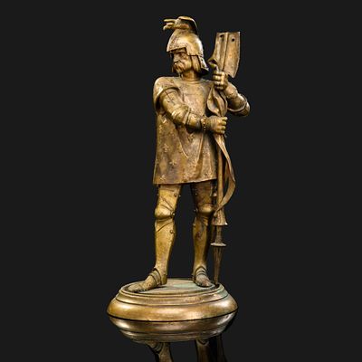 Скульптура "Рыцарь" (основание лампы), бронза, Западная Европа, 1890-1910 гг. Год: 1890-1910 
