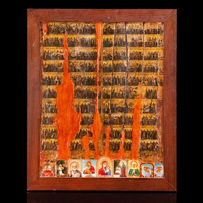 Икона многочастная "Минея годовая" (храмовая), дерево, темпера, Российская империя, 1850-1900 гг. 