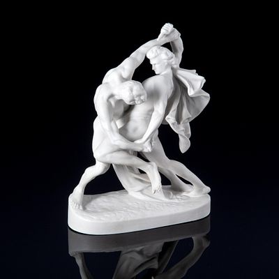 Статуэтка "Скандинавские борцы, Поединок на поясах", автор Й.П. Молин, бисквит, Scheibe-Alsbach 