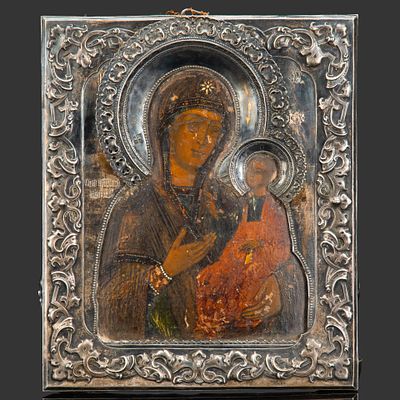 Икона "Богоматерь Иверская" в окладе, г. Саратов, серебряного дела мастер Алексей Уткин 